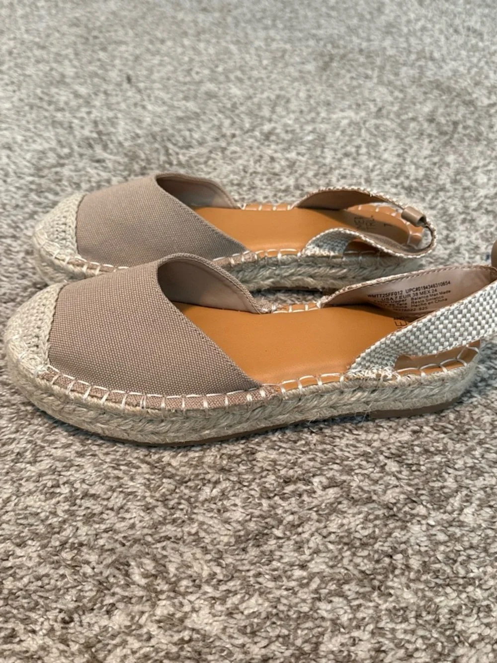 Time and Tru Tan Canvas Espadrille Slingback Flats - Women